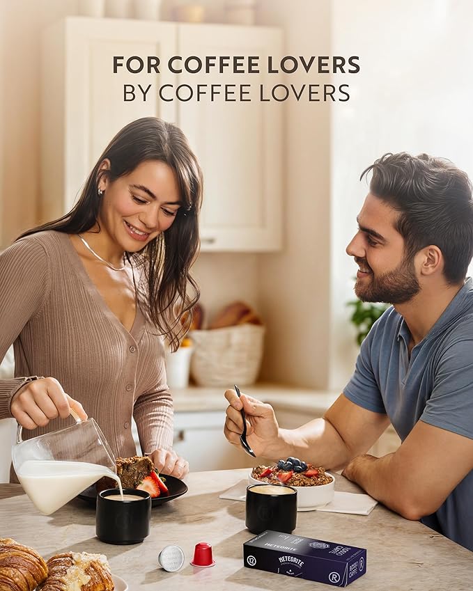 ROSSO CAFF횊 Espresso Coffee Pods for Nespresso Original Machines - 80 Capsules Dark Roast Intense Pack, 4 Strong and Robust Flavors - Made in Italy