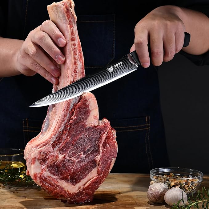 Slicing Knife 9", Long, Thin Blade, Allows for Cleaner Cuts to Preserve Juices and Flavor, Cutluxe Meat Carving Knife ??Turkey Carving Knife,All Tang non-slip handle design,Premium Gift Box