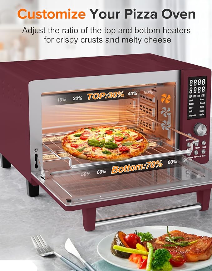 Nuwave Bravo Pro Smart Air Fryer Toaster Oven Combo, 10-in-1 Functions with Quicker & Even Crisp Technology, 1800W, 50-450째F, PFAS-Free, 21QT, Cinnamon