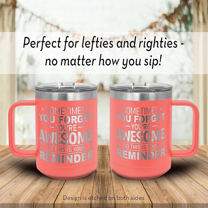 Spotted Dog Company Inspirational Travel Coffee Mug, Inspirational Gifts for Men Dad Father Wife Sister Women, Birthday For Him Her, You?셱e Awesome Tumbler, Teacher Coworker Gifts 15oz Coral
