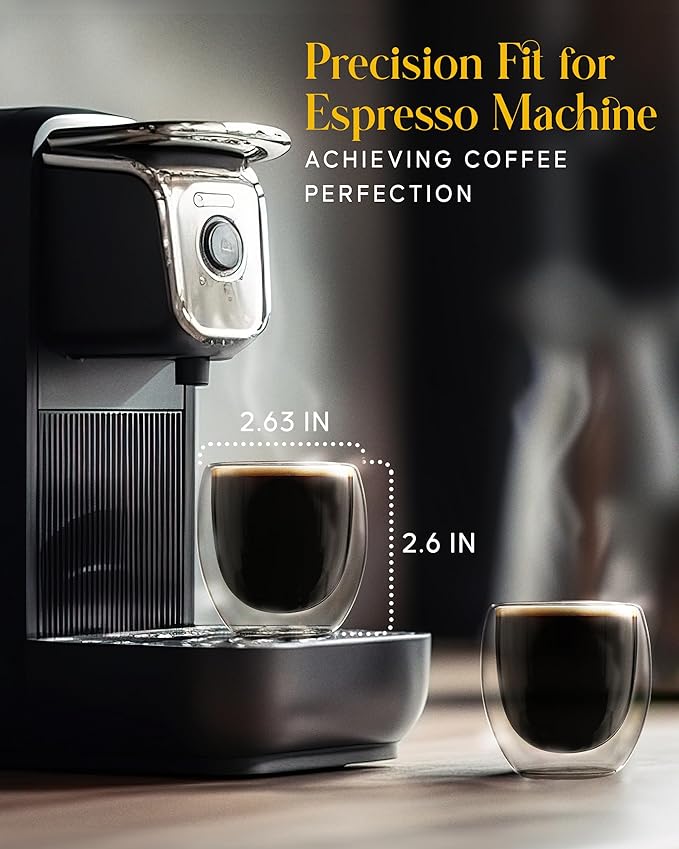 Kitchables Espresso Cups Set of 4, 2.7oz - Durable Double Walled Espresso Shot Glass - Expresso Shots Cup Compatible With Nespresso Machines - demitasse cups - Tasas De Caf챕 Expreso