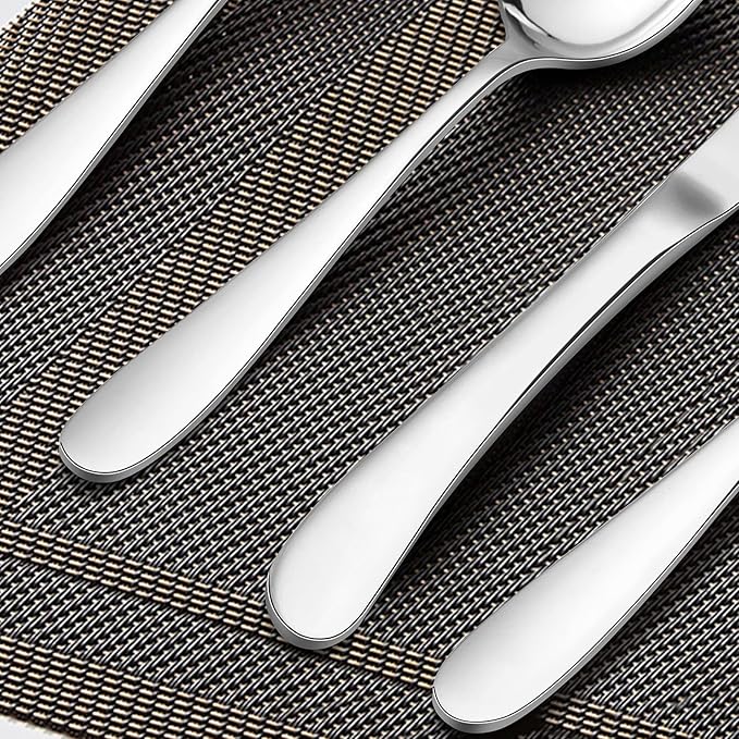 HaWare Heavy Duty Silverware Set with Serving Utensils, 45 Pieces Stainless Steel Flatware, Weight Tableware for 8, Modern Cutlery for Home, Dishwasher Safe, Mirror Polished