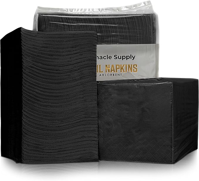 500 Pack Cocktail Napkins Paper - Quality 3-Ply Black Beverage Napkins - Restaurant, Event, Bar Napkins - Perfect Size Dessert Napkins - Party Napkins Bulk - Elegant Wedding Napkins Disposable