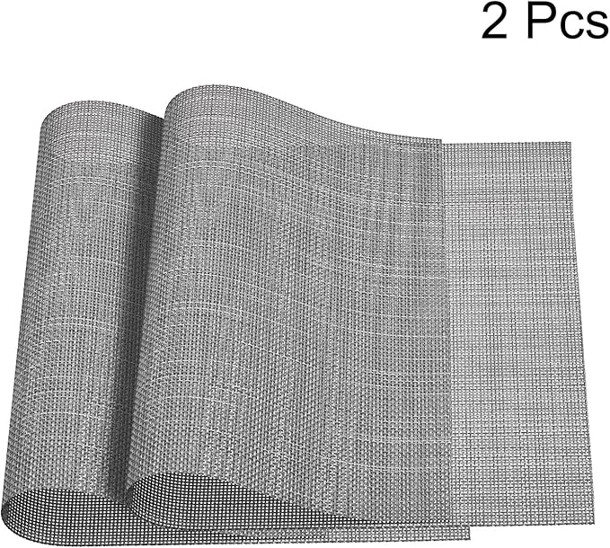 uxcell Place Mats, 450x300mm Table Mats Set of 2 PVC Washable Woven Placemat Gray