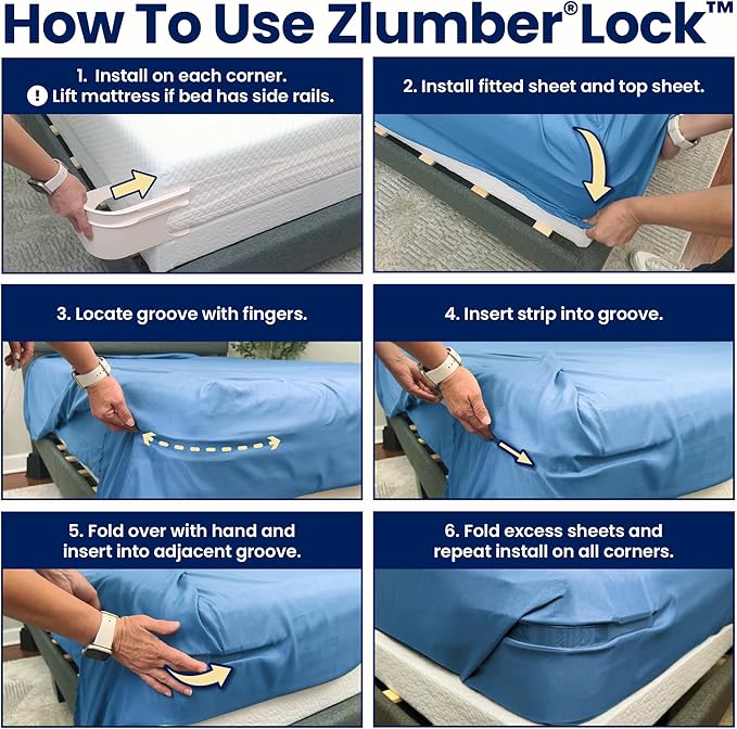 The Original USA Patented ZlumberLock ??Secure Sheet Holder with Heavy-Duty Mattress Straps ??No More Loose Bedding, Universal Fit, Easy One-Time Installation