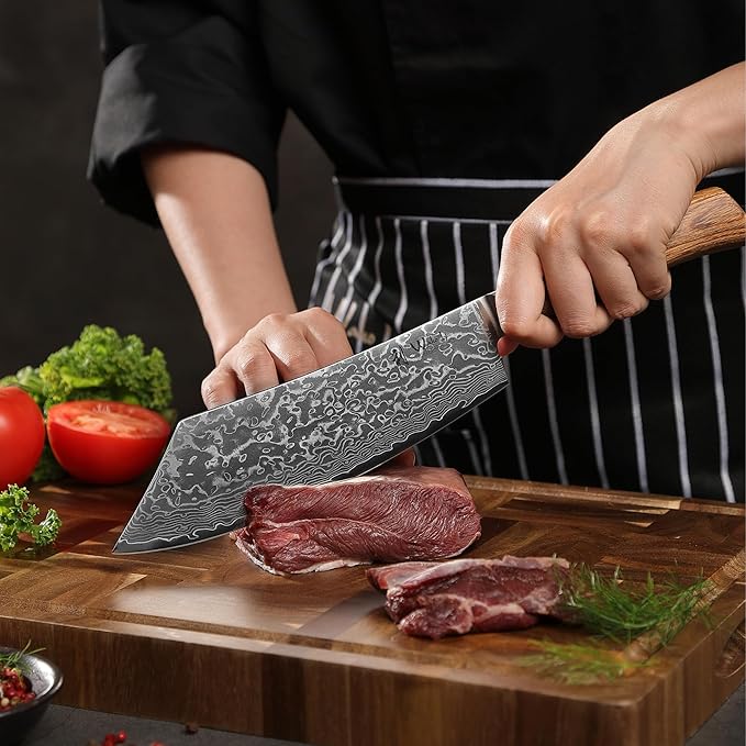 Wakoli EDIB Pro Premium Grill and Block Knife ??Japanese Style Kitchen Knife | 7.9-Inch Blade Made of 67 Layers of Real Big Master Steel with Pakka Wood Handle | Professional Cooking Tool