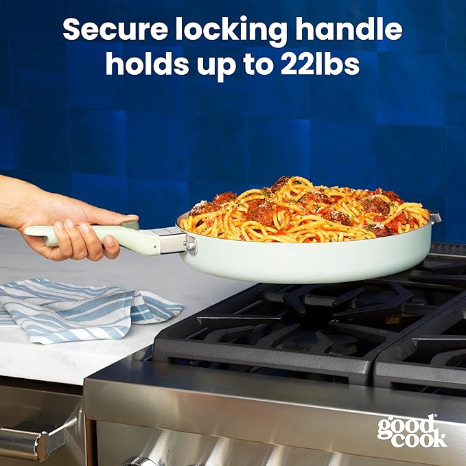 GoodCook Removable Handle ??Replacement for GoodCook Removable Handle Ceramic Cookware Set, Detachable, Secure Click-On Heat-Resistant, Durable & Easy to Attach, 1-Piece, Sage Green