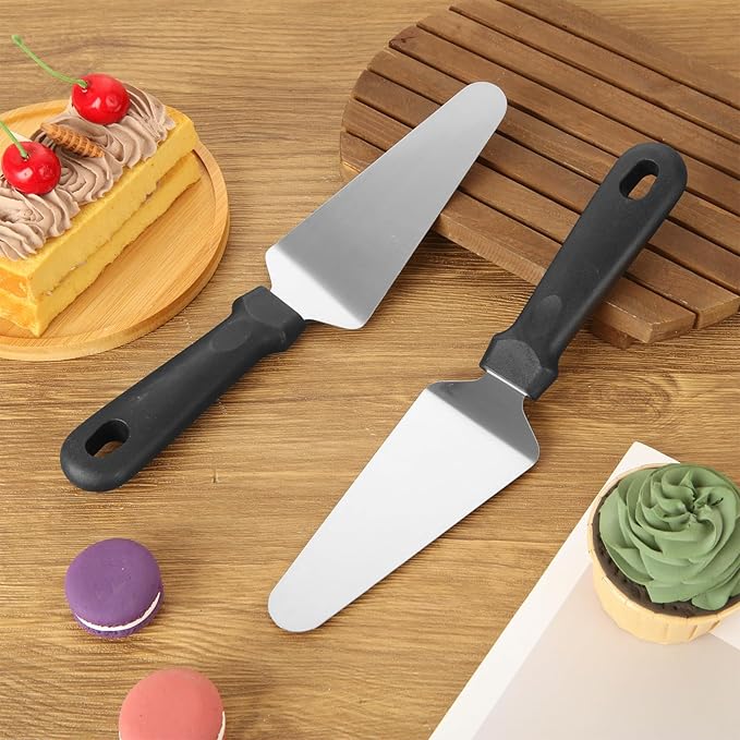 25 Pcs Pizza Spatula Set, Stainless Steel Pie Server & Cake Cutter with Non Slip Plastic Handle, Rustproof Baking Triangular Spade for Pizza, Cake, Dessert, and Pie Serving