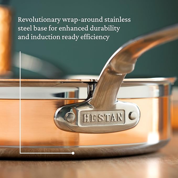 Hestan - CopperBond Collection - 100% Pure Copper Saut챕 Pan, Induction Cooktop Compatible, 3.5 Quart