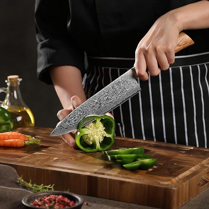 Wakoli EDIB Pro 5-Piece Damascus Knife Set ??Professional Chef Knives Set with VG10 Core Blades, 67-Layer Damascus Steel and Ergonomic Pakkawood Handles ??Premium Kitchen Knives in Wooden Gift Box