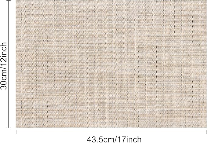 Myir JUN Placemats Set of 6, Vinyl Woven Placemats Place Mats Indoor Washable Table Mats Non-Slip Place mats for Dining Table (Beige, Set of 6)