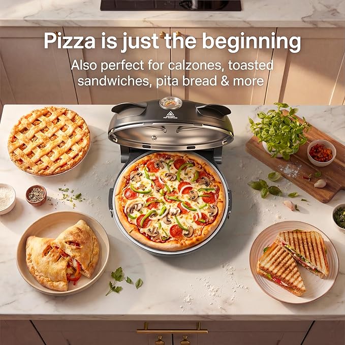SEMSCHEF 12-Inch CrustyBake Beginner's Glazed Stone Pizza Oven: Quick 800째F Heating, Easy-Clean Design, Recipe Book & All Tools Included - Perfect for First-Time Pizza Makers at Home