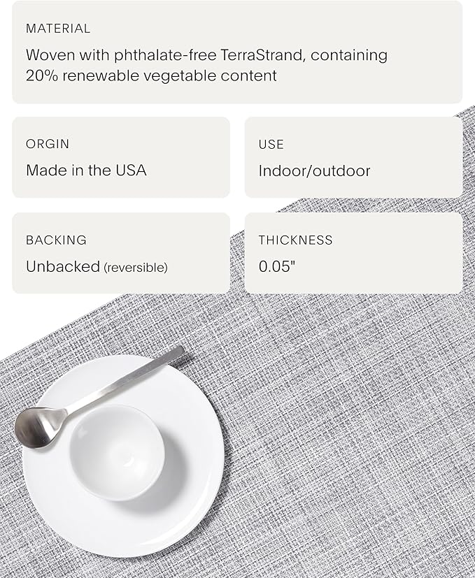 Chilewich Mini Basketweave Placemats in Mist - Set of 4 - Easy Care Woven Tabletop Textiles - Indoor/Outdoor - 15" Round