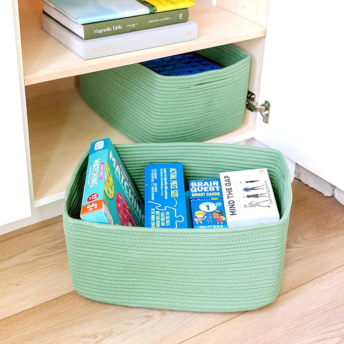 NaturalCozy Storage Baskets 16.8?쓝13?쓝7.6??Cotton Rope Woven Baskets for Organizing 3-Pack | Toy Storage Bins | Basket for Shelves, Laundry, Blanket, Clothes, Closet, Kitchen, Bathroom, Gifts