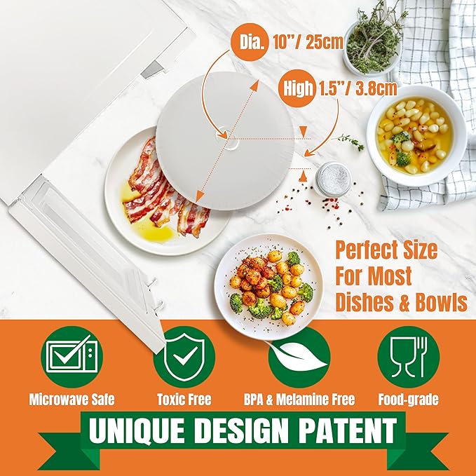 Disposable Microwave Splatter Cover,10 Inch,Paper Microwave Cover for Food,BPA Free & Non-Toxic Splatter Guard for Heating Food,25 Pack