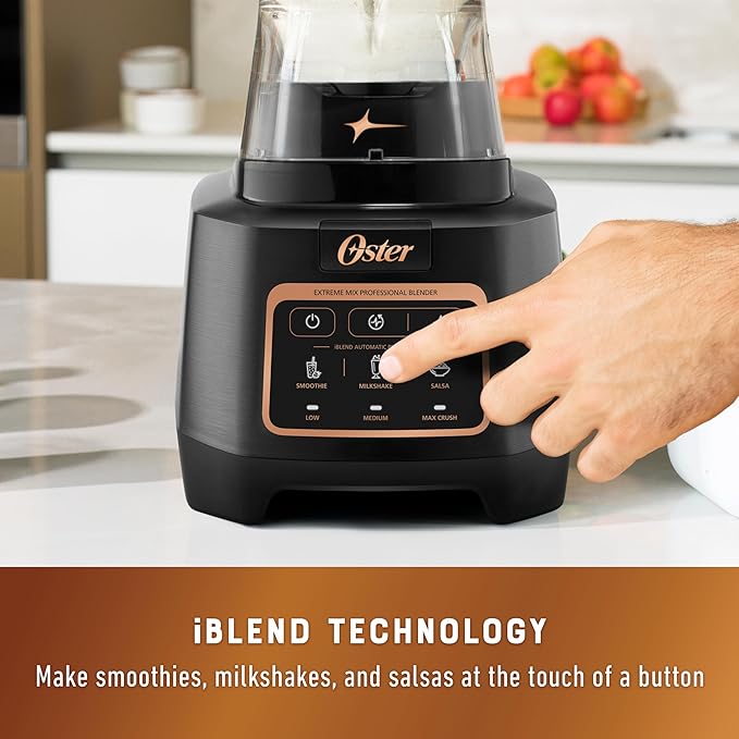 Oster Extreme Mix Blender, 1500-Watt High-Speed Countertop Blender with 64oz Jar & Auto Programs, Perfect for Smoothies, Milkshakes, Salsa