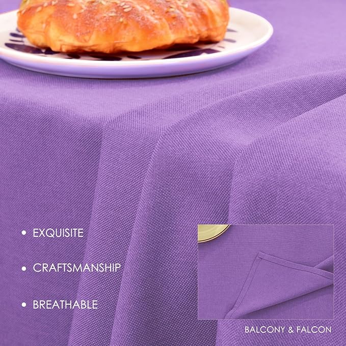 BALCONY & FALCON Table Cloth for 6 Foot Rectangle Tables ??Waterproof, Wrinkle-Free Farmhouse Tablecloth for Dining, Kitchen, Wedding, Baby Shower & Spring Holiday Gatherings (Lavender, 55" x 95")