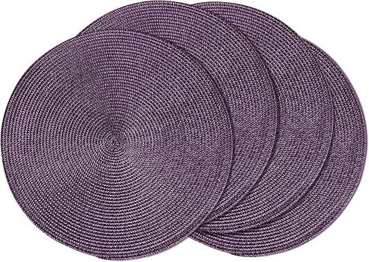 AHHFSMEI Round Braided Placemats 15 Inch Round Table Mats for Dining Tables Natural Woven Heat Resistant Place mats Set of 4 (Plum Purple,4)