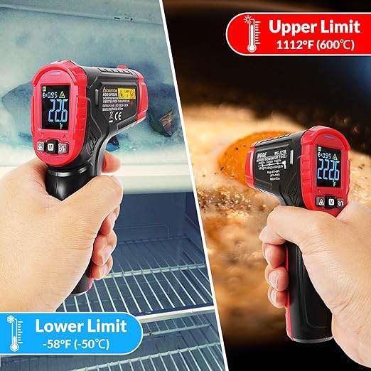WGGE Infrared Thermometer Gun WG-127B, Digital IR Thermometer for Cooking, Candy, Food, Pizza Oven, Grill & Engine, Temp Reader -58??1112??-50??600?? Non-Contact Temperature Gun (Not for Human)