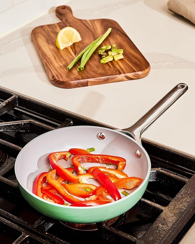 Caraway Fry Pan Duo - Nonstick Ceramic Frying Pan (8" & 10.5?? - Non Toxic, PTFE & PFOA Free - Oven Safe & Compatible with All Stovetops (Gas, Electric & Induction) - Sage