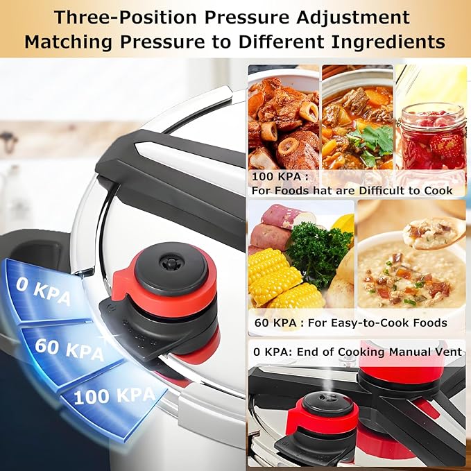 Pressure Cooker 10 QT,Pressure Canner,304 Stainless Steel Pressure Cooker,One-Hand Locking,Compatibility Gas and Induction Cooktops, Pressure Canner for Canning