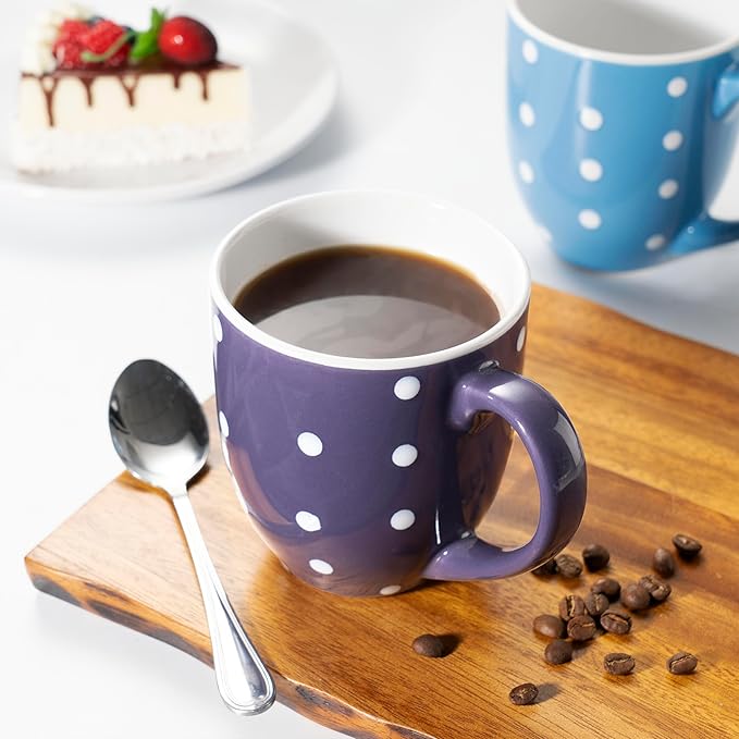 bestone Coffee Mugs Set of 6竊?7 oz Large Coffee Mugs, Ceramic Mugs with Handles,etc Coffee Mugs, Cups for Coffee Cereal Latte 竊똌icrowave & Dishwasher safe竊똙ibrant Colors
