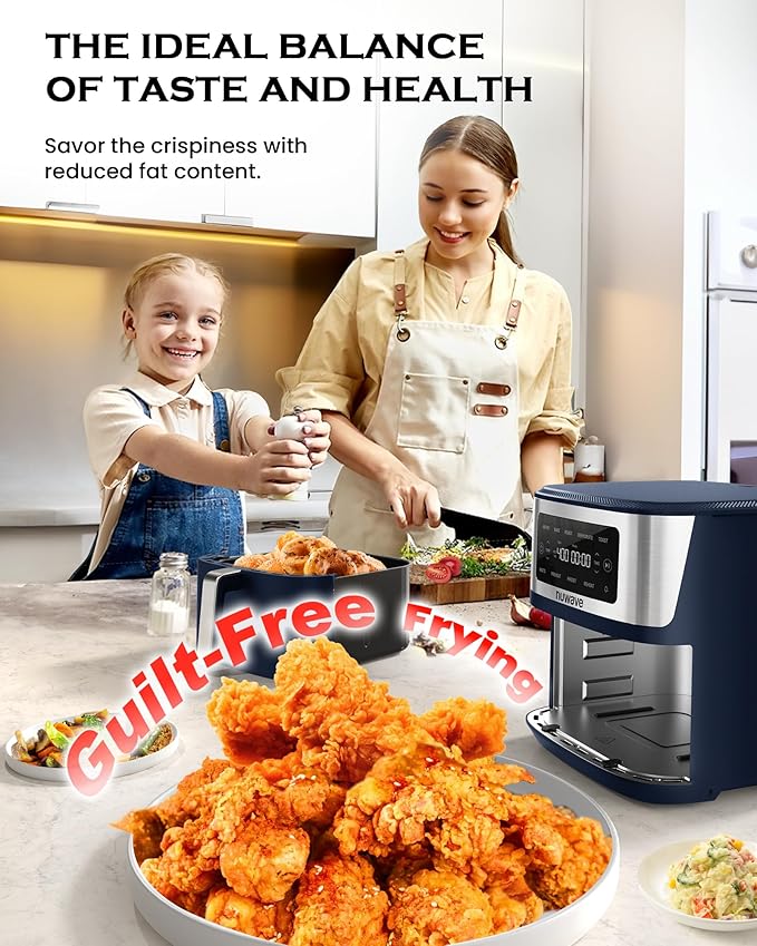 Nuwave Brio Plus 6-in-1 Air Fryer, 7-Qt Large Capacity, 50°F??00°F Precise Temp Control, Non-Toxic PFAS-Free Nonstick, Air Fry, Bake, Roast, Toast, Dehydrate, Reheat, 100 Presets, Dishwasher Safe