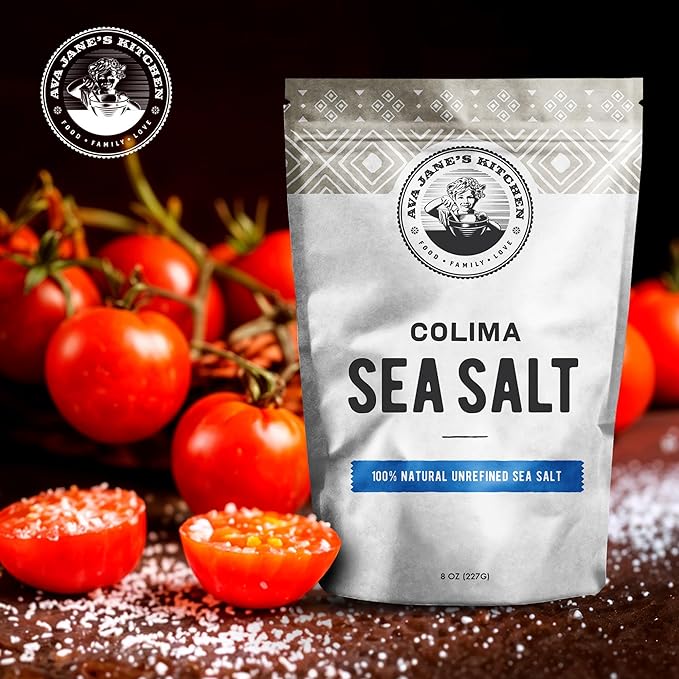 Ava Jane's Kitchen - Colima Coarse Sea Salt - 100% Unrefined, Natural, and Hand-Harvested - Protects Heart - Shapes Figure - Boosts Mood, 227 Servings
