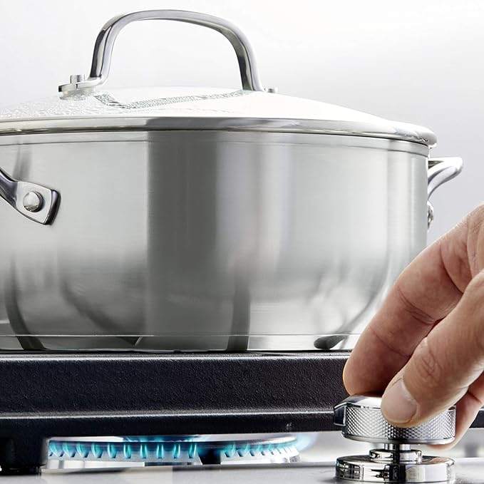 KitchenAid 71011 3-Ply Base Brushed Stainless Steel Casserole Dish/Pan with Lid, 4 Quart