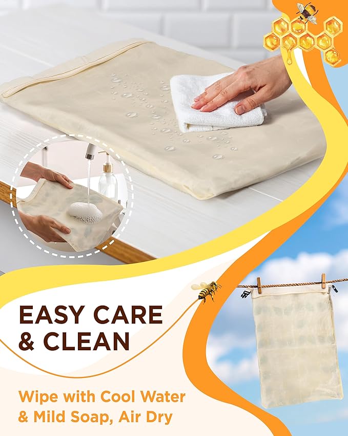 Reusable Beeswax Bread Bag for Homemade Bread, Extra Large Cotton Sourdough Bread Storage Bag, Freezer Safe Bread Keeper | Breathable material