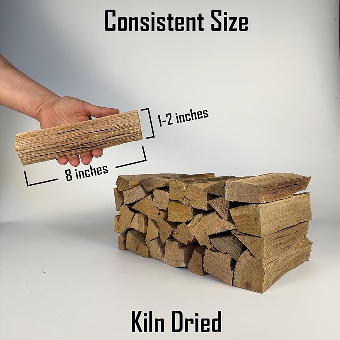 FiveOaks Firewood Pizza Oven Wood Kiln Dried Mini Split Hickory 8" inch Long for Cooking,Pizza Wood for Grilling or Smoking 1,248 cu. in. of Hickory