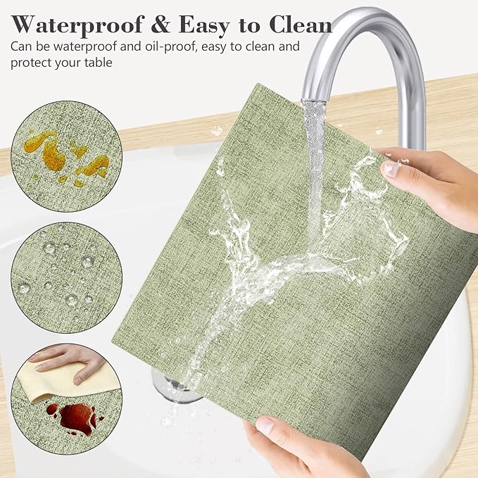 JUCCWARM Faux Leather Placemats Set of 6,Heat Resistant Placemats for Dining Table, Easy Clean Non-Slip Place Mats, Waterproof Stain Resistant Wipeable Washable PU Table Mats, (Light Green)