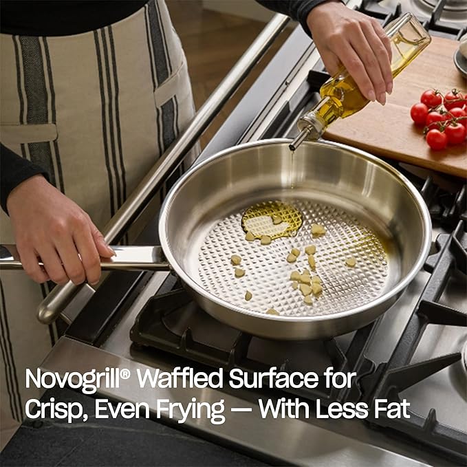 Fissler Original-Profi Collection Stainless Steel 9.5 Inch Frying Pan ??Made in Germany, Novogrill짰 Searing Surface, Induction Ready, Oven Safe