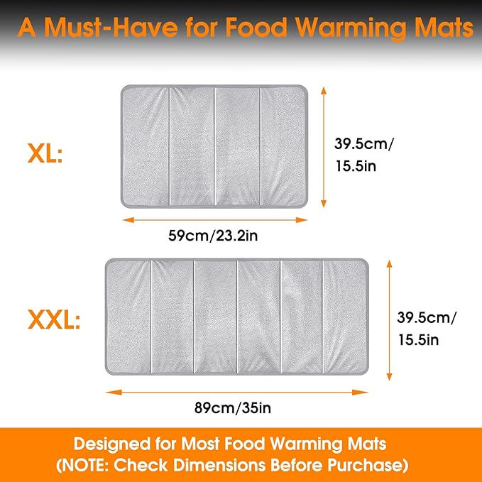 HoYiXi Heat Resistant Mat for Food Warming Mat-35횞15.5 Inch Oilproof Foldable Table Protector, 50% Heat Block Pad for Hot Cookware, Air Fryer, Kitchen Counter (No Food Warming Mat Included)