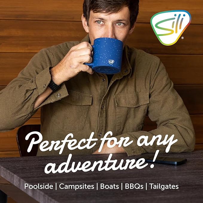Silipint 16oz Silicone Coffee Mug ??Unbreakable Dishwasher Safe Microwave Oven & Freezer Compatible Travel Mug ??Non-Toxic Reusable Cup for Hot Coffee Tea or Cold Drinks (Speckled Blue)