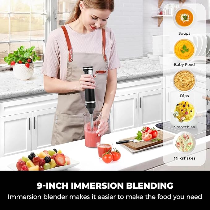 Pukomc Hand Mixer,5-in-1 Multifunctional Portable Charging Device Hand Blender,with lmmersion Blender and Beater,Whisk,Milkshake Bars,Blender Vessel,Easy to Clean,Black