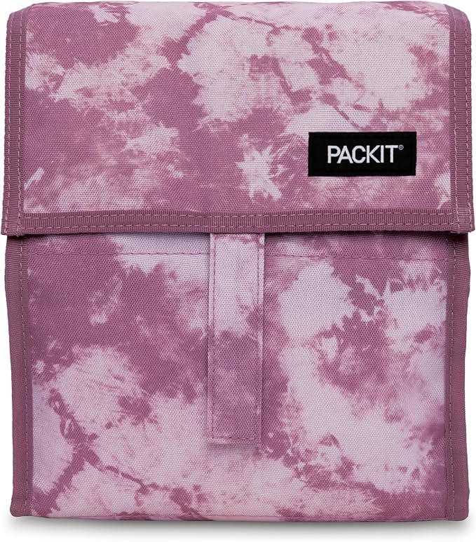 PackIt짰 Freezable Lunch Bag, Mulberry Tie Dye, Built with EcoFreeze짰 Technology, Foldable, Reusable, Zip and Velcro Closure with Buckle Handle, Designed for Work Lunch and Fresh Lunch On the Go