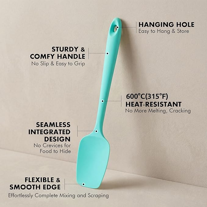 2 Pieces Silicone Spatula Set: Ironberry 600쨘F Heat Resistant Food Grade Cooking & Baking Utensils, Kitchen Flexible Nonstick Rubber Scraper for Scraping, Mixing, Scrambling, Flipping (Aqua Sky)
