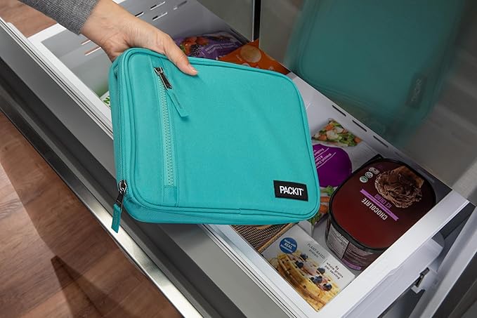 PackIt짰 Freezable Classic Lunch Box, Teal, Built with EcoFreeze짰 Technology, Collapsible, Reusable, Zip Closure With Zip Front Pocket and Buckle Handle, Designed for Fresh Lunch On the Go