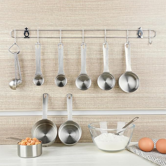 Smithcraft Measuring Cups set, 18/8 (304) Stainless Steel Measuring Cups for Kitchen & Baking, Heavy Duty Solid Measurement Cups, Us & Metric Measure Tools with 1/16, 1/8, 2/3 &3/4 Cups
