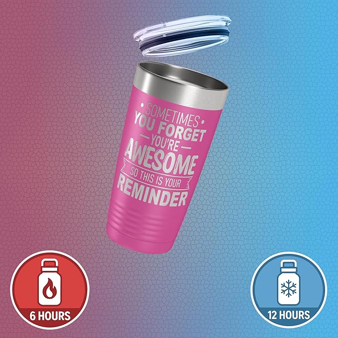 Spotted Dog Company Inspirational Tumbler, Inspirational Gifts for Men Dad Father Wife Sister Women, Birthday For Him Her, You?셱e Awesome Tumbler, Teacher Coworker Gifts 20oz Pink
