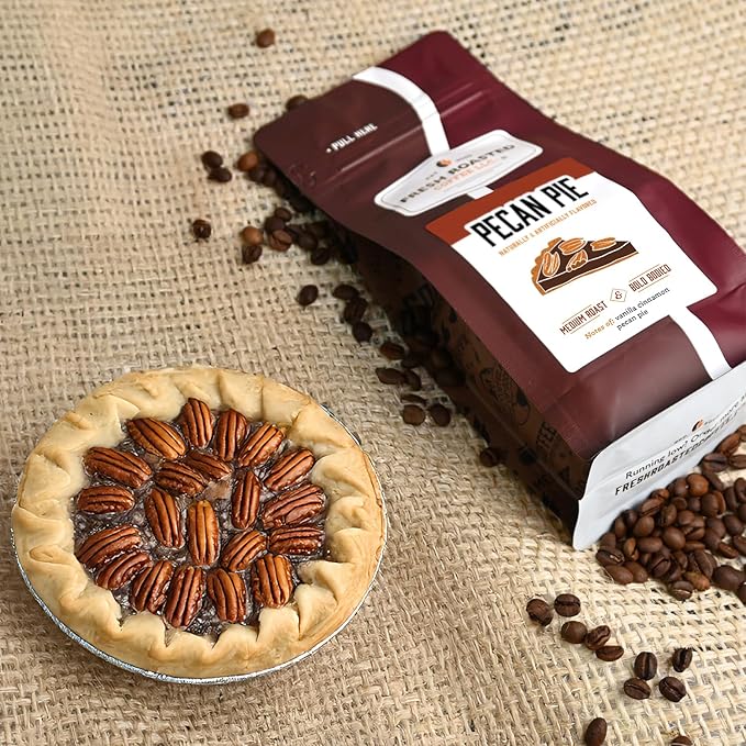 Fresh Roasted Coffee, Pecan Pie Flavored Coffee, 12 oz, Medium Roast, Kosher, Ground