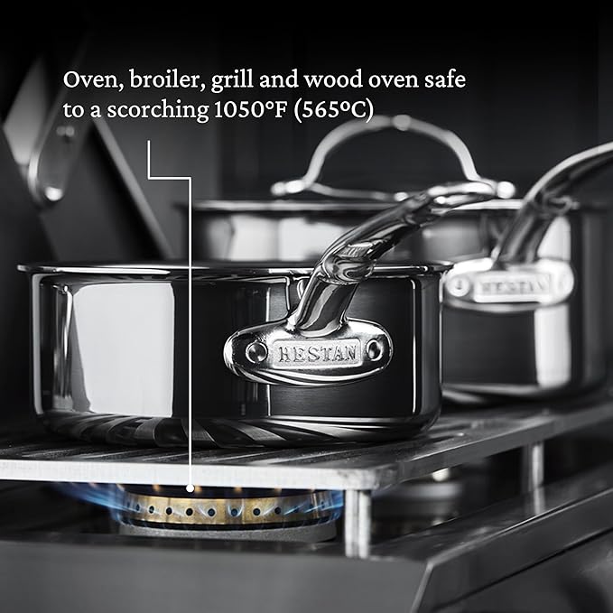 Hestan - NanoBond Collection - Titanium Stainless Steel 1.5-Quart Sauce Pan with Lid - Toxin, PFAS, & Chemical Free Clean Cookware, Induction Cooktop Compatible