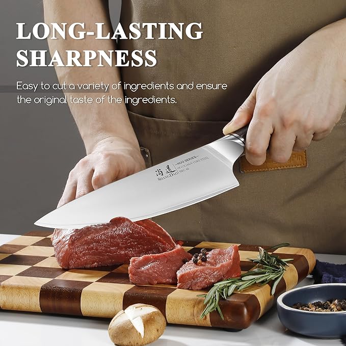 SHANGDAO Chef Knife 8 Inch, Professional Japanese Kitchen Knife ??3 Layers VG10 Alloy Steel, Pakkawood Handle, Gift Box - HUO Series
