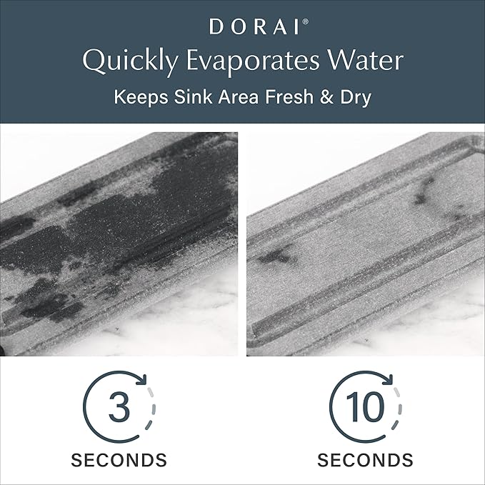 Dorai Home Sink Caddy ??Water-Absorbing Stone Tray for Sink, Stainless Steel Feet, Fast-Drying, Slate