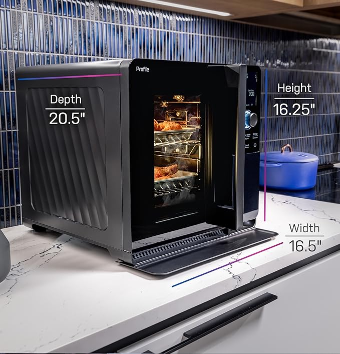 GE Profile??Smart Indoor Pellet Smoker, with Active Smoke Filtration, 5 Smoke Control Settings, WiFi Connected, Electric, Countertop BBQ Appliance, Black