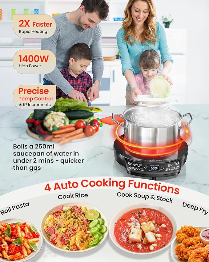 Nuwave Portable Induction Cooktop Diamond with Probe, Advanced Countertop Burner, 91 Temps from 100째F to 500째F, 12?쒾hatter-Proof Ceramic Glass & 6.5?쒱eating Coil, Ideal for RV Camp,Small Apt,Travel