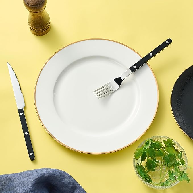 Khen Cutlery Set of 20, 18/8 Stainless Steel Flatware, Modern Silverware for Home, Kitchen, Dining & Table Setting for 4 ??Stainless Steel, Dishwasher Safe, Lightweight & Ergonomic Design Gift - Black