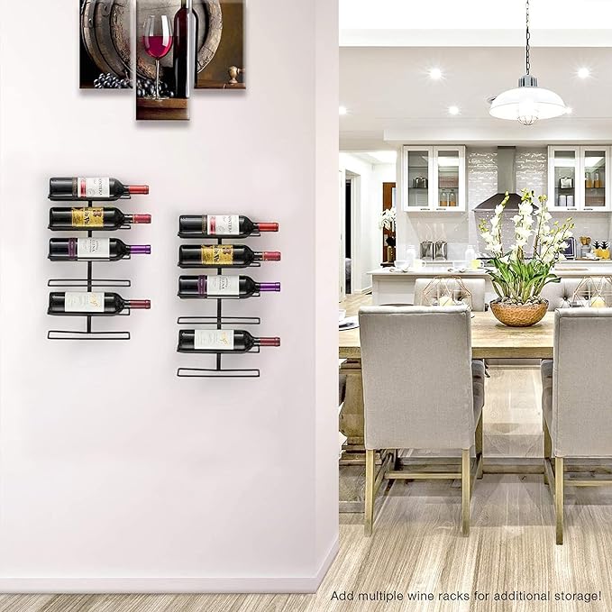 Sorbus Wall Mount Wine Rack ??Holds 6 Bottles ??Black Metal Wine Bottle Holder for Wall, Modern Wine Rack for Home Bar, Kitchen