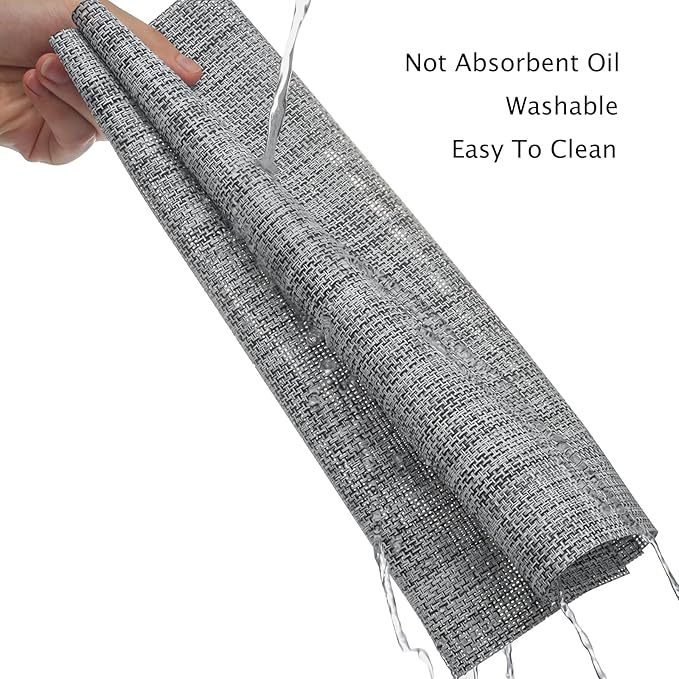 Myir JUN Placemats Set of 4, Vinyl Woven Placemats Place Mats Indoor Set of 4 Washable Table Mats Non-Slip Place mats for Dining Table (B-Gray, Set of 4)